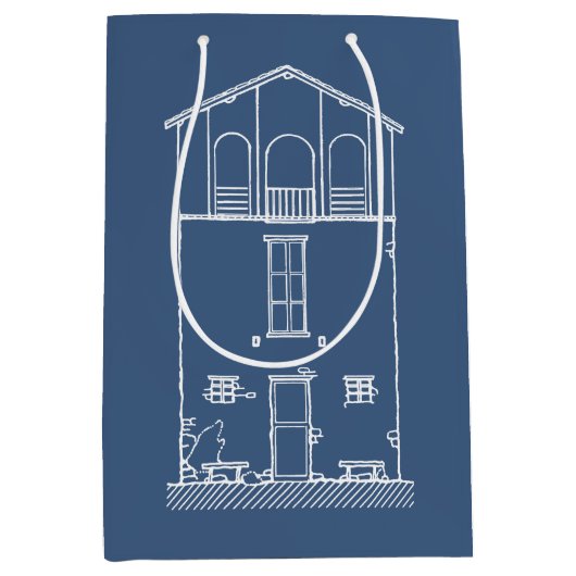 Eenvoudig Rustisch huis Modern Blueprint | Navy Bl Medium Cadeauzakje (Voorkant)