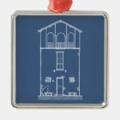 Eenvoudig Rustisch huis Modern Blueprint | Navy Bl Metalen Ornament (Voorkant)