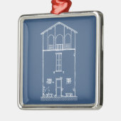 Eenvoudig Rustisch huis Modern Blueprint | Navy Bl Metalen Ornament (Links)
