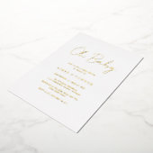 Eenvoudig Rustisch script elegant Baby shower Gold Folie Uitnodiging (Gedraaid)