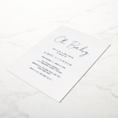 Eenvoudig Rustisch script elegant Baby shower Silv Folie Uitnodiging (Gedraaid)