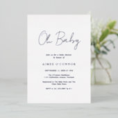 Eenvoudig Rustisch script elegant Baby shower Silv Folie Uitnodiging (Staand Voorkant)