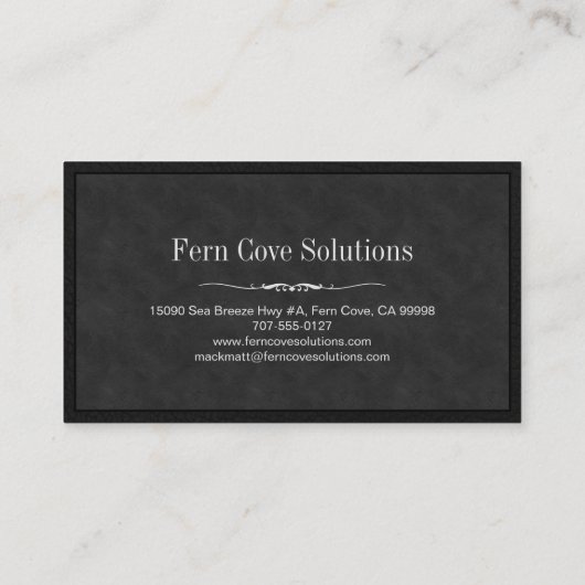 Eenvoudig Rustisch zwart  lederen monogram Visitekaartje (Achterkant)