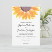 Eenvoudig Rustische Zonnebloem Waterverf Wedding Kaart (Staand voorkant)