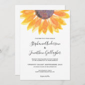 Eenvoudig Rustische Zonnebloem Waterverf Wedding Kaart (Voorkant / Achterkant)