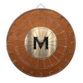 Eenvoudig Sable Leather Gold Monogram Dartbord (Voorkant)