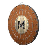 Eenvoudig Sable Leather Gold Monogram Dartbord (Voorkant Rechts)