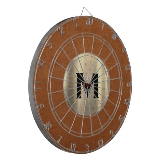 Eenvoudig Sable Leather Gold Monogram Dartbord (Voorkant Links)