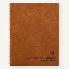 Eenvoudig Sable Leather Gold Monogram Notitieboek