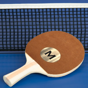 Eenvoudig Sable Leather Gold Monogram Tafeltennisbatje