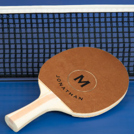 Eenvoudig Sable Leather Gold Monogram Tafeltennisbatje
