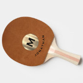 Eenvoudig Sable Leather Gold Monogram Tafeltennisbatje (Zijkant)