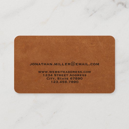 Eenvoudig Sable Leather Gold Monogram Visitekaartje (Achterkant)