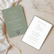 Eenvoudig Sage Green Border Script QR Code Wedding