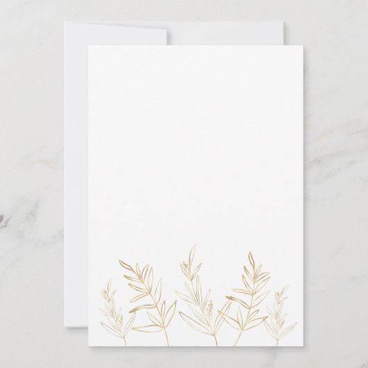Eenvoudig Sage Green en Gold Leaves Wedding Kaart (Achterkant)