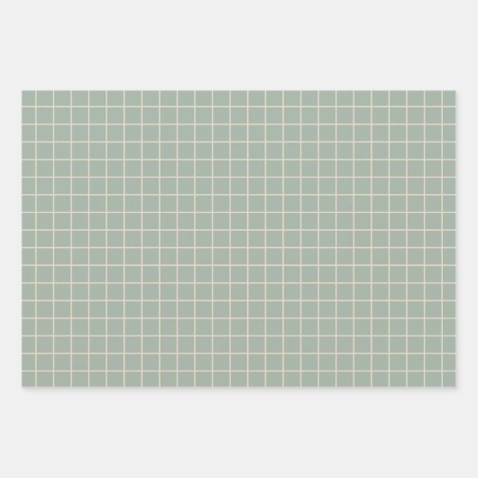 Eenvoudig Sage Green Grid Lines Graph Pattern Inpakpapier Vel (Voorkant 3)