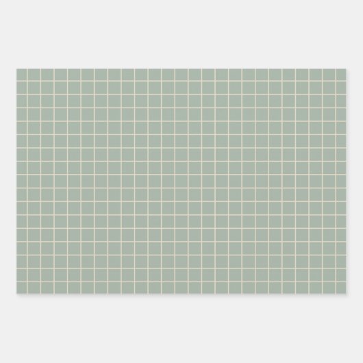 Eenvoudig Sage Green Grid Lines Graph Pattern Inpakpapier Vel (Voorkant)