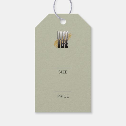 Eenvoudig Sage Green Logo Clothing Swing Price Lab Cadeaulabel (Voorkant)