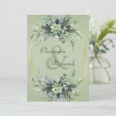 Eenvoudig Sage Green Modern Greenery Boarder Weddi Kaart (Staand voorkant)