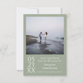 Eenvoudig Sage Green Modern Minimalist Photo Weddi Save The Date