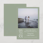 Eenvoudig Sage Green Modern Minimalist Photo Weddi Save The Date (Voorkant / Achterkant)