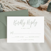 Eenvoudig Sage Green Script Weddenschap RSVP Kaartje