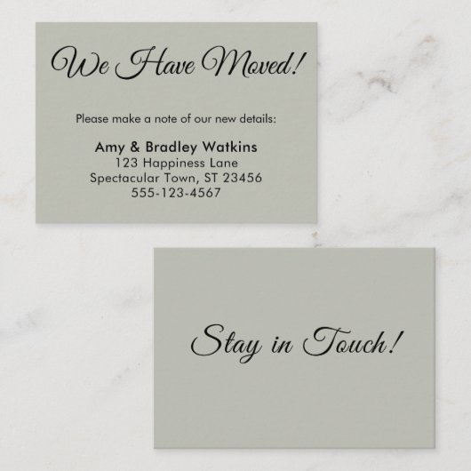 Eenvoudig, Sage Green We hebben Verandering van Ad Informatiekaartje (Voorkant / Achterkant)