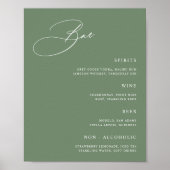Eenvoudig Sage Green Wedding Bar Menu Poster (Voorkant)