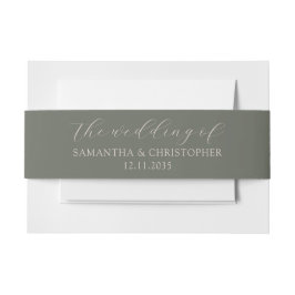 Eenvoudig Sage Green Wedding of Invitation Belly Uitnodigingen Wikkel