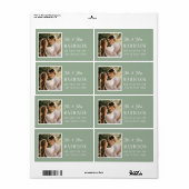 Eenvoudig Sage Green Weduwfoto Terug Adres Lab Etiket (Full Sheet)