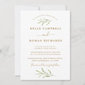 Eenvoudig Sage Green & White Foliage Wedding Kaart (Voorkant)