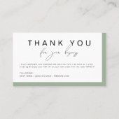 Eenvoudig Sage Groen Handgeschreven Script Dank u Visitekaartje (Achterkant)