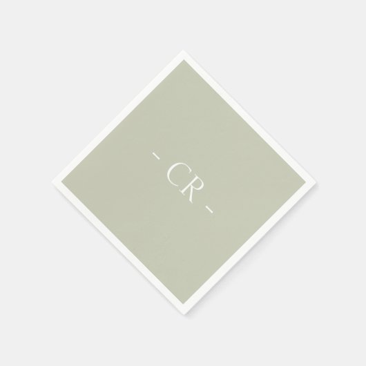 Eenvoudig Sage Groen Paar Initialen Monogram Servet (Hoek)