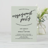 Eenvoudig Sage Modern Handschrift Engagement Party Kaart (Staand voorkant)