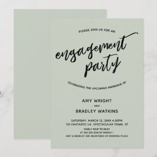 Eenvoudig Sage Modern Handschrift Engagement Party Kaart