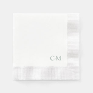Eenvoudig Sage Monogram Weddenschap Cocktail Servet