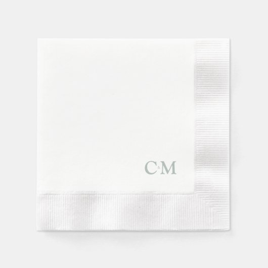 Eenvoudig Sage Monogram Weddenschap Cocktail Servet (Voorkant)