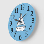 Eenvoudig Sailboot Outline White over blauwe klokk Grote Klok (Hoek)