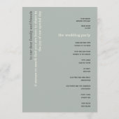 Eenvoudig salie ivoor tekst trouwprogramma kaart (Achterkant)