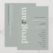 Eenvoudig salie ivoor tekst trouwprogramma kaart (Voorkant / Achterkant)