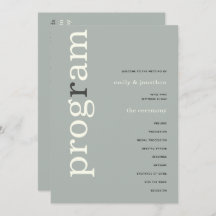 Eenvoudig salie ivoor tekst trouwprogramma