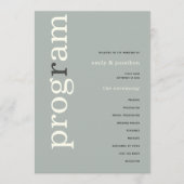 Eenvoudig salie ivoor tekst trouwprogramma kaart (Voorkant)