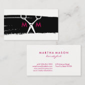 Eenvoudig salonscharen geborsteld monogram visitekaartje (Voorkant / Achterkant)