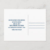 Eenvoudig Save the Date Briefkaart, Blauw Aankondigingskaart (Achterkant)