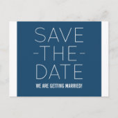 Eenvoudig Save the Date Briefkaart, Blauw Aankondigingskaart (Voorkant)
