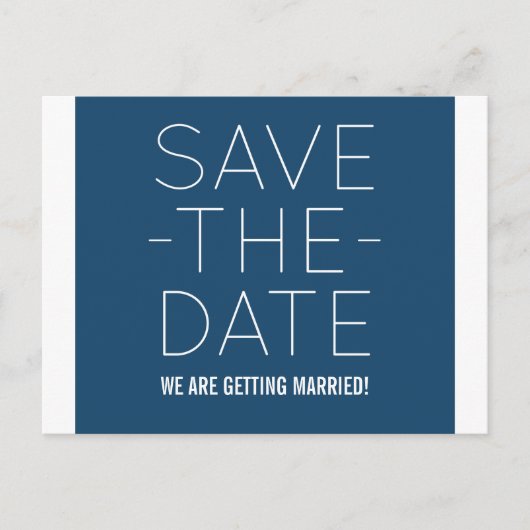 Eenvoudig Save the Date Briefkaart, Blauw Aankondigingskaart (Voorkant)