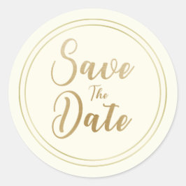 Eenvoudig Save the Date Citaat Nabootsing Gouden T Ronde Sticker