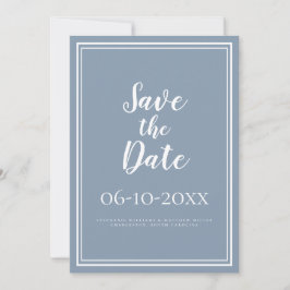 Eenvoudig Save The Date Huwelijk Script Stof Blau