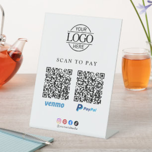 Eenvoudig Scan Om Zakelijk Logo Qr Code Tafelmodel Reclamebord Met Voetstuk