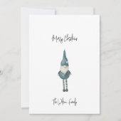 Eenvoudig Scandinavisch Blauw Gnoom Vrolijk Kerstf Feestdagenkaart (Voorkant)